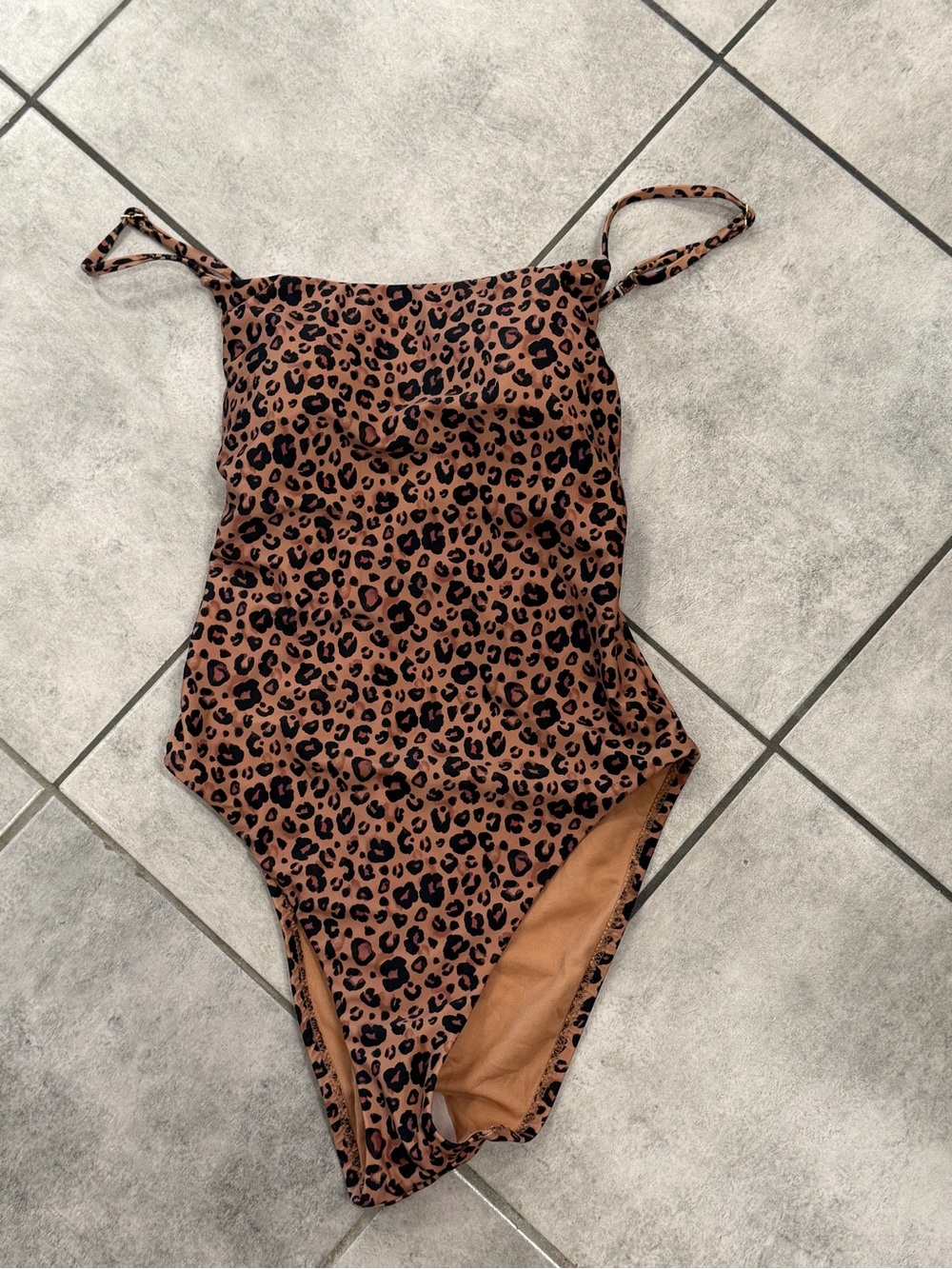 Shade & Shore Girls Leopard Print One-Piece Swimsuit - Brown & Black